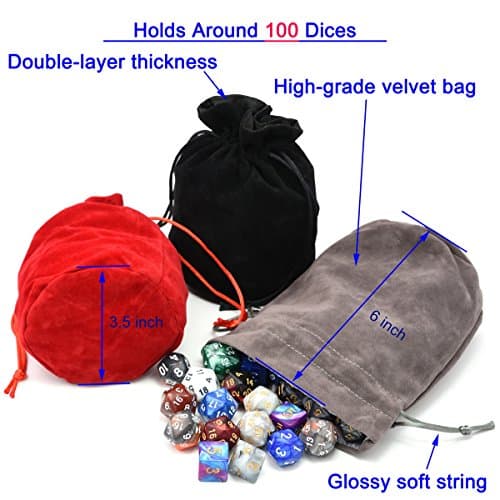 Red/Grey/Black Drawstring Dice Bag - Dungeons & Dragons Fabric