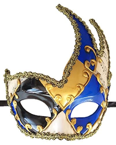 Coolwife Men's Vintage Venetian Checkered Masquerade Mask for Musical Party