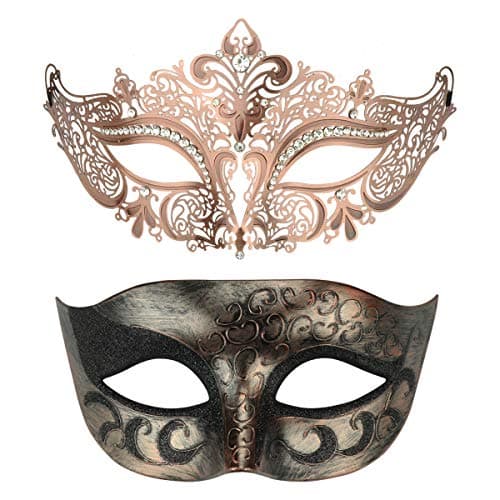 Thmyo Black Couples Venetian Masquerade Mask for Halloween Mardi Gras