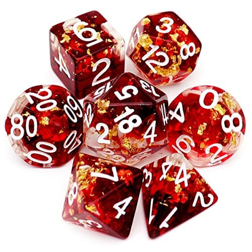 Haxtec Black DND Dice Set 7PC Filled Resin Polyhedral Dice
