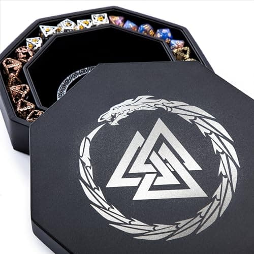 Copper Valknut & Dragon Dice Tray - 8 Inch DND & RPG Rolling Tray with Box Storage