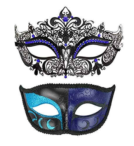 Thmyo Black Couples Venetian Masquerade Mask for Halloween Mardi Gras