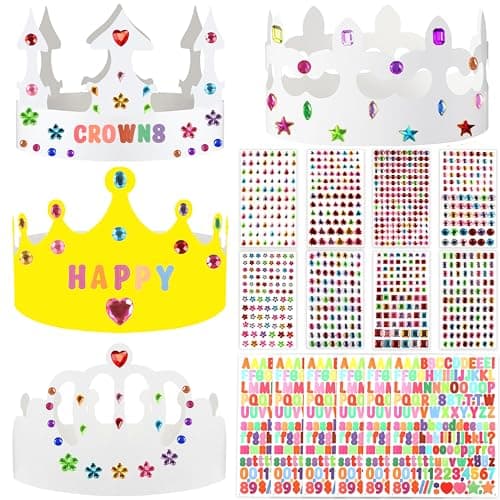 38pcs White Paper Crowns for Kids' Birthday Parties & Favors