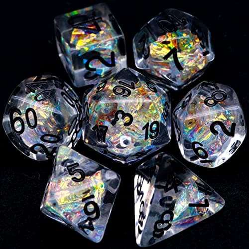 Haxtec Black DND Dice Set 7PC Filled Resin Polyhedral Dice