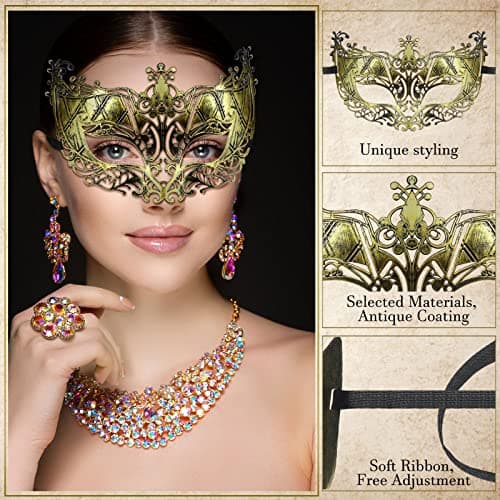 Yunsailing 30 Piece Masquerade Mask Set for Mardi Gras & Halloween Parties