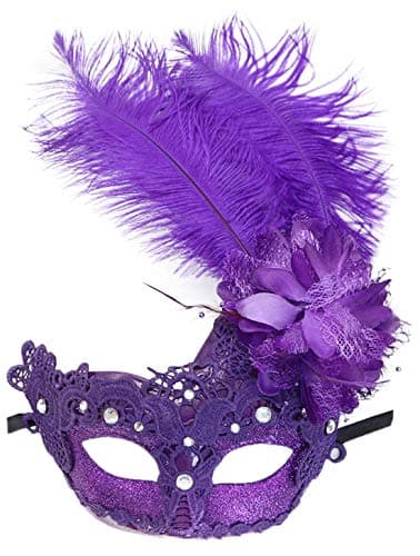 Coolwife Feather Masquerade Mask for Halloween and Cosplay