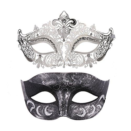Thmyo Black Couples Venetian Masquerade Mask for Halloween Mardi Gras