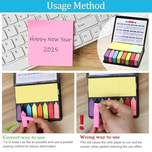 Sticky Notes Tabs for Page Markers, 2000 Piece Colored Book Tabs, PU Box (300g)