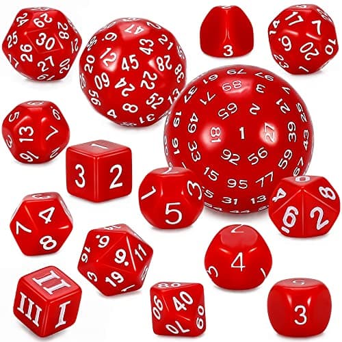 CiaraQ DND Polyhedral Dice Set (15pcs) with Bag for Dungeons & Dragons Games (Black & Green)