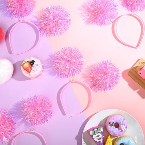 Fluffy Foil Pom Pom Headbands for Party