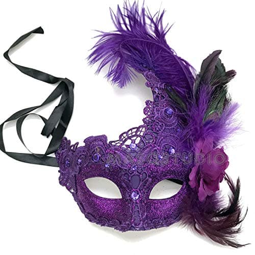 MasqStudio Brocade Lace Masquerade Mask for Mardi Gras & Parties