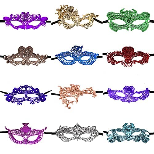 CNYMANY Lace Masks for Couple's Ball Party Masquerade - Black, Gold, Silver, Blue
