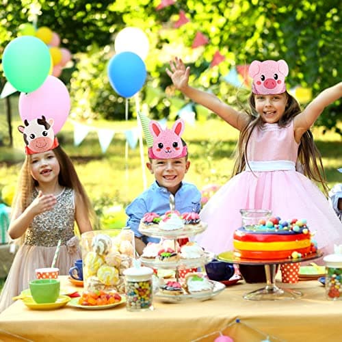 Yinder 48pcs Farm Animal Paper Crowns for Party Favors