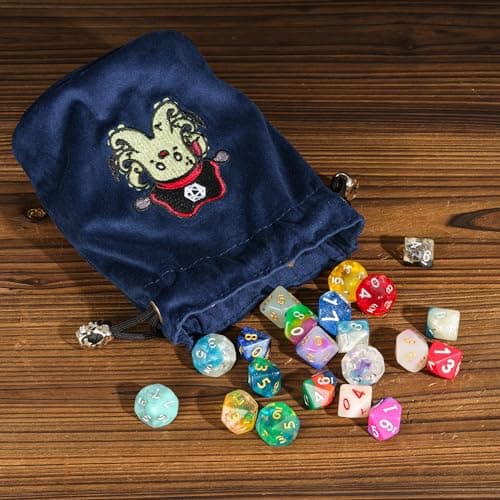Velvet Dice Bag with Octopus Pattern for Tabletop Roleplaying Games