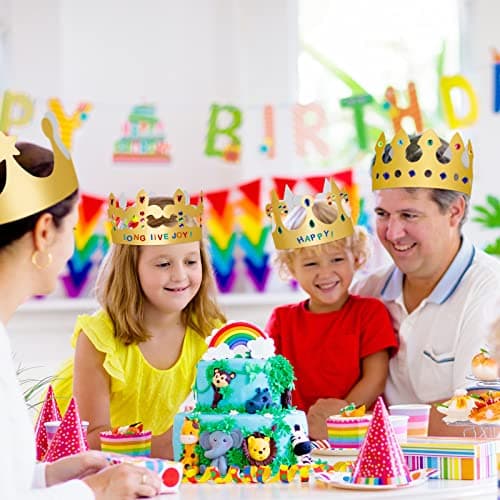 Fowecelt 34 Piece Paper Crown Set for Kids' Birthday Party