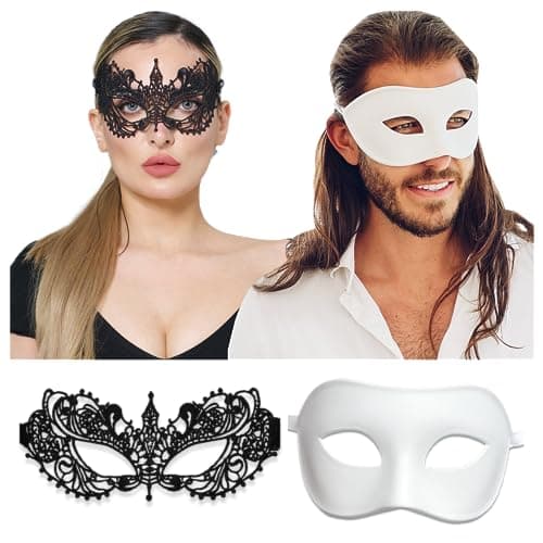 Matching Luxury Mask Set - Men & Women's Sexy Masquerade Mask for Parties