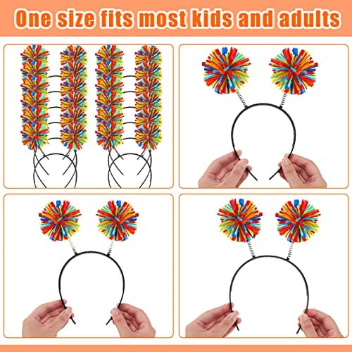 Rainbow Pom Pom Headbands for Women
