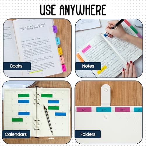 Essex Wares 320-Piece 2-Inch Sticky Index Tabs 8 Colors Water-Resistant File Notebook Tabs