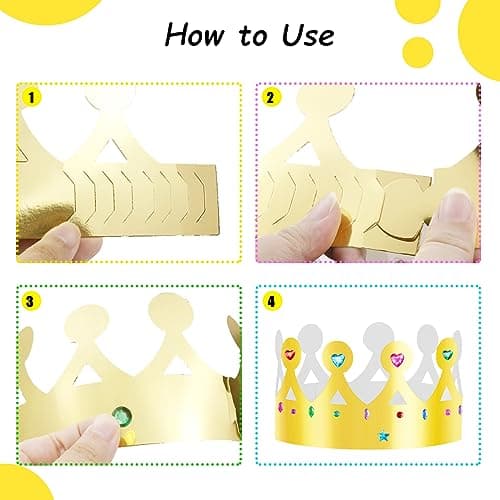 BOYIVI Jeweled Paper Crowns for Kids Birthday Hats DIY Supplies