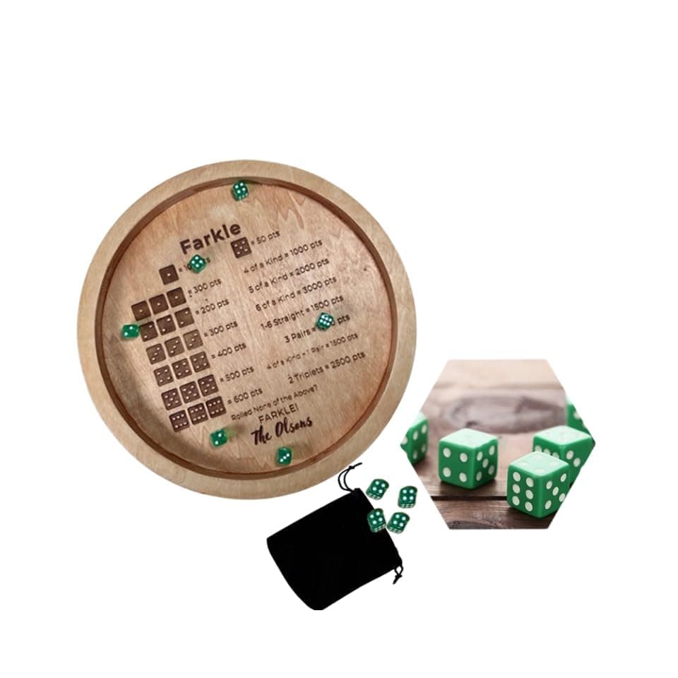 Farkle Dice Tray, Wooden Score Tray for Classic Game (14")