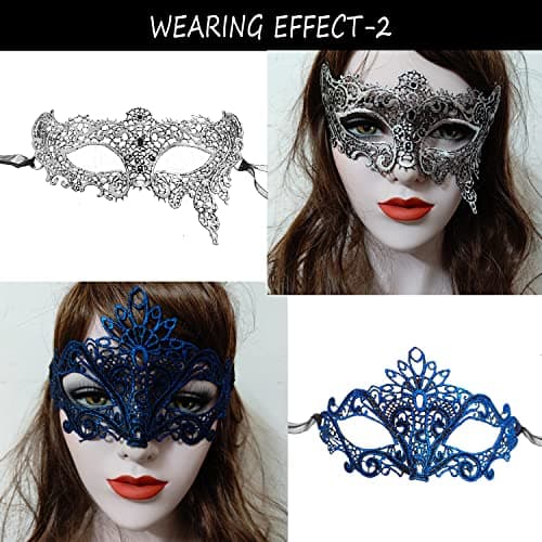 CNYMANY Lace Masks for Couple's Ball Party Masquerade - Black, Gold, Silver, Blue