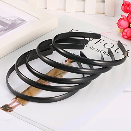 Hicarer 30 Pack Black 10mm Plain Plastic Hair Headbands for Girls and Women