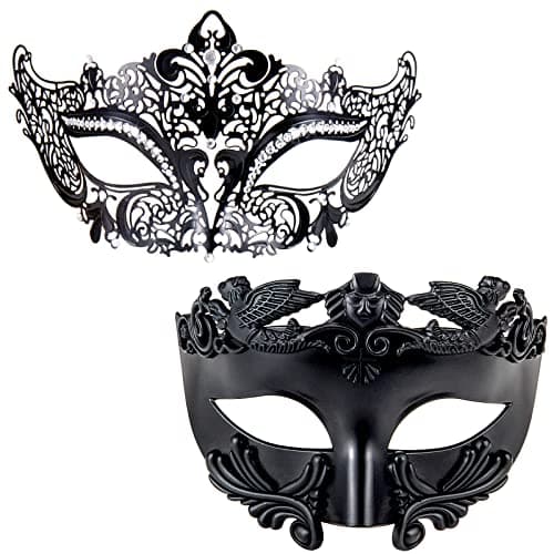 MYSEUNI Roman Greek Man & Venetian Women Masquerade Mask for Couples Mardi Gras