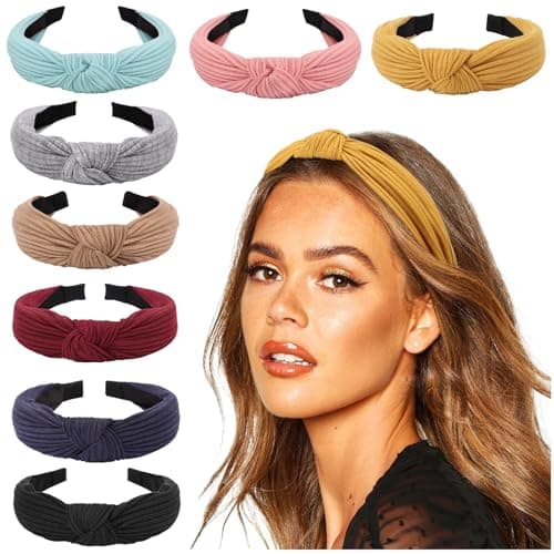 DRESHOW 8 Pack Knotted Headbands for Women Wide Turban Yoga Exercise Accessories
