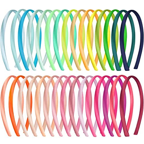 Duufin 30 Pieces Satin Headbands for Women and Girls