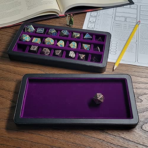 Forged Dice Co. Large Divided Case with Tray - 21 Felt-Lined Chambers, Magnetic Lid - Purple