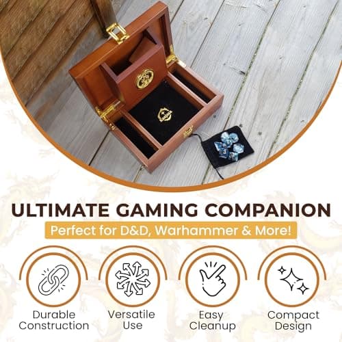 Dragon Treasure Box Dice Tower & Tray (9" x 6" x 3") | Wooden DND Accessory