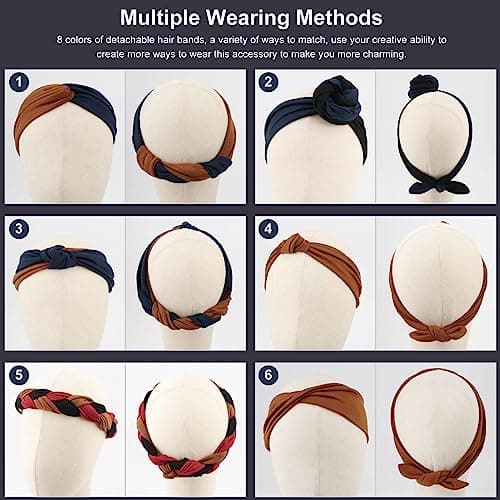 DRESHOW 8 Pack Adjustable Knotted Headbands for Women & Girls