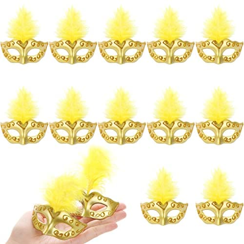 MIKIMIQI 12-Piece Mini Mardi Gras Mask Bulk Party Decorations
