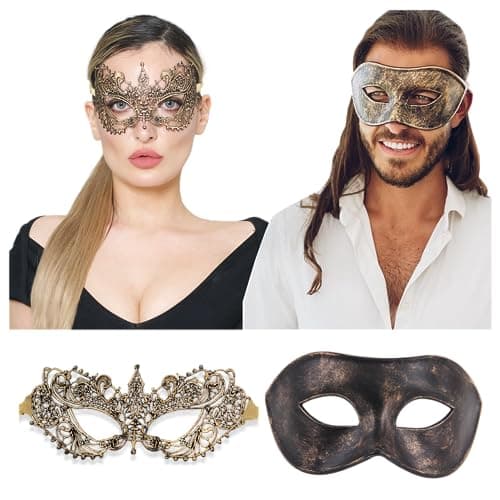 Matching Luxury Mask Set - Men & Women's Sexy Masquerade Mask for Parties
