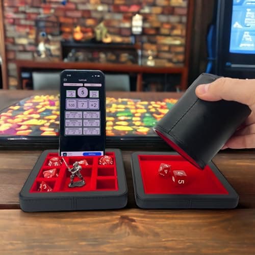 Luck Lab Compact Magnetic Dice Case with Tray & Phone Stand - RPG & D&D Dice Storage (Red)