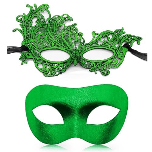 Aqearl Couple Venetian Mask for Halloween Party Prom Ball Costume