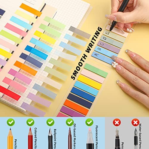 Writable Morandi Translucent Book Markers & Annotation Tabs, 2800-Pcs Strip