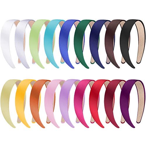 SIQUK 18 Pieces Colorful 1 Inch Wide Non-slip Satin Headbands for Women and Girls