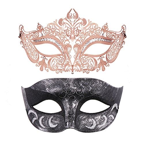 Thmyo Black Couples Venetian Masquerade Mask for Halloween Mardi Gras