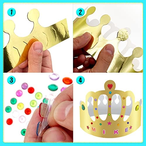 Paper Crowns with Alphabet Number Letter Stickers for Kids Birthday Party