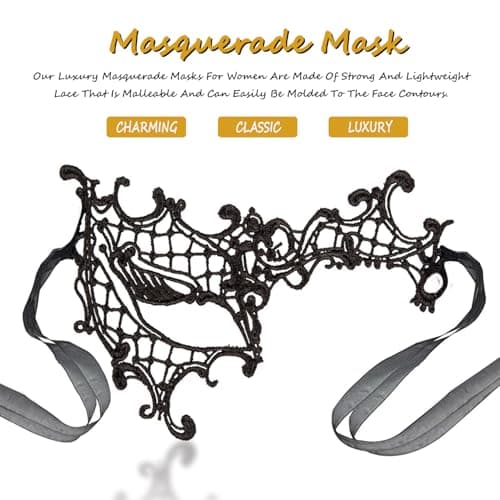 Cosmer Masquerade Mask Lace Mask for Venetian Party Costume Halloween Carnival