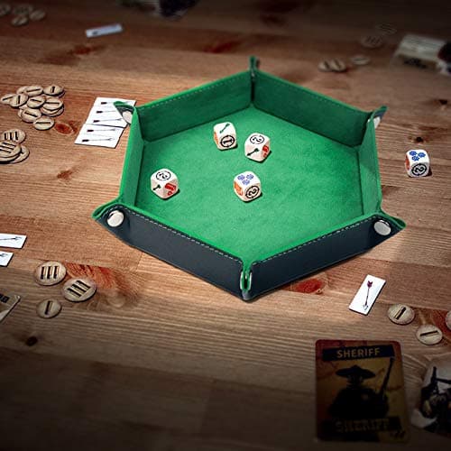 K.T. Fancy 6-Piece Folding Metal Dice Tray with PU Leather & Velvet Storage