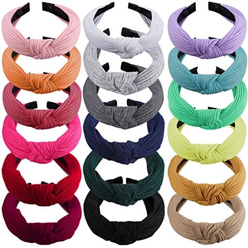 SIQUK Women's Wide Turban Headband for Women 18 Pieces Cross Knot HeadbandComfortable Cloth Headband