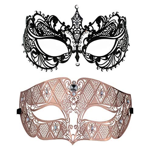 Thmyo Venetian Couple's Crown Masquerade Mask Mardi Gras Prom Costume