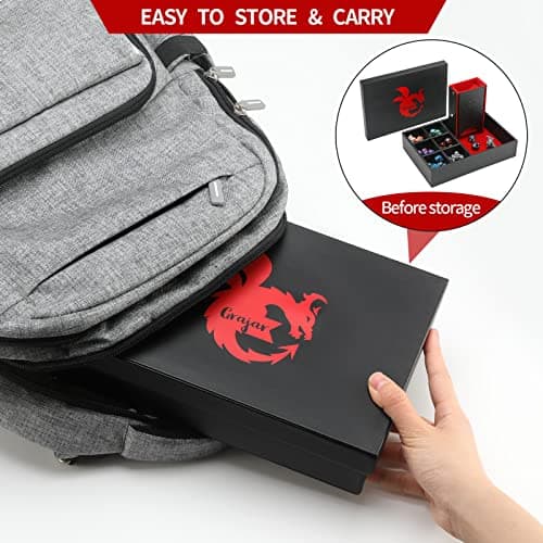 Red 3-in-1 DND Dice Tray & Tower with Storage, Portable D&D Dice Holder