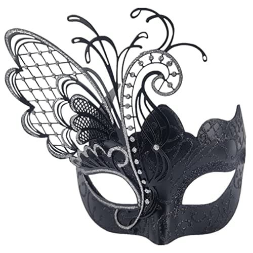 Ubauta Rhinestone Venetian Women Mask for Masquerade/Costume Ball (Gold Blue Butterfly)