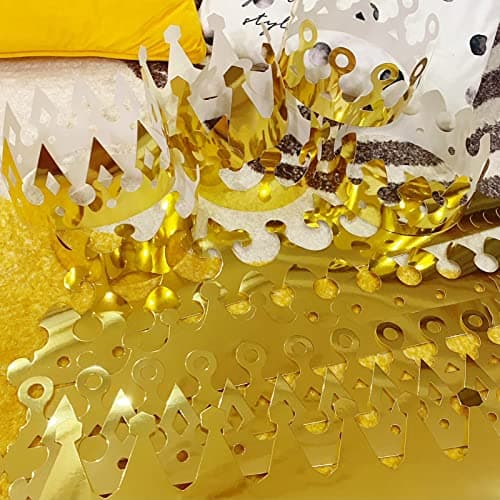 Golden Paper Crowns for Adults: 36 Pieces Birthday Party King & Princess Hats