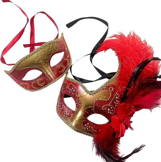 MasqStudio Couples Black Gold Masquerade Mask Pair
