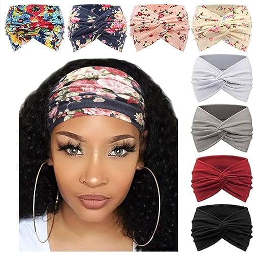 DRESHOW 8 Pack Adjustable Knotted Headbands for Women & Girls