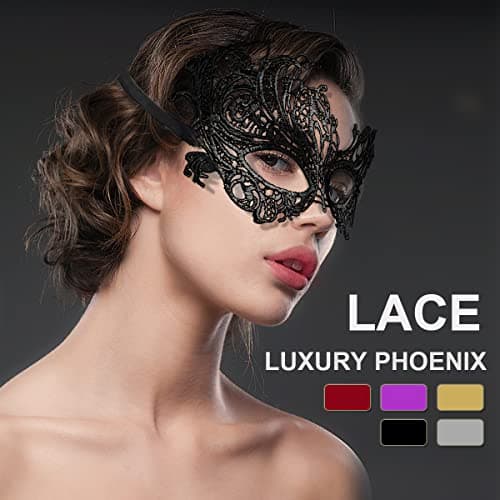 Cosmer Masquerade Mask for Couples Halloween Party 2Pack